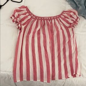 Red and white stripped tee